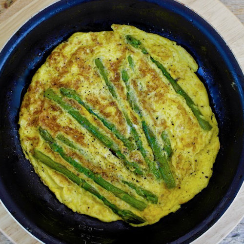 Asparagus omelette or to dunk in boiled eggs.