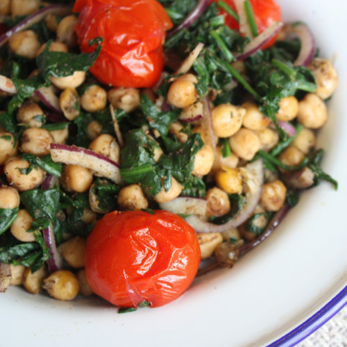 Chickpeas, tomatoes & spinach