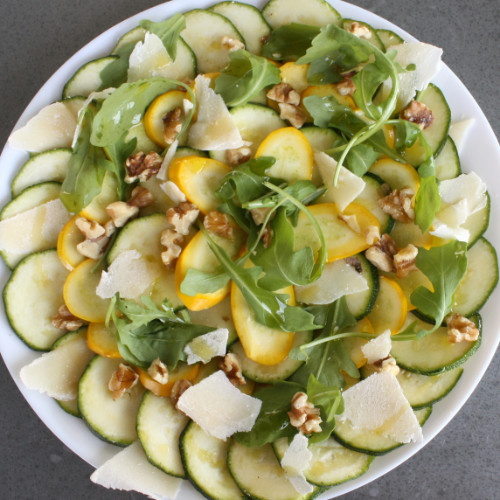 Courgette carpaccio with walnuts and parmesan