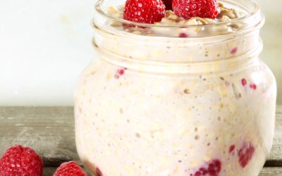 Overnight oats with raspberries