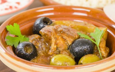 Chicken with olives and peppers