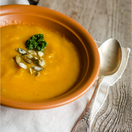 Butternut Squash & chilli soup (with pumpkin seeds)