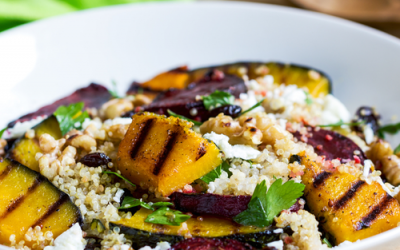 Quinoa with grilled pumpkin and beetroot salad