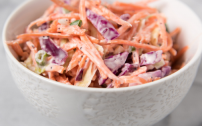 Sweet jacket potato with homemade coleslaw