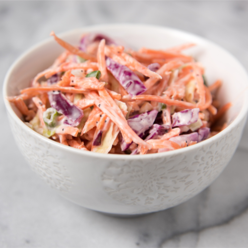 Sweet jacket potato with homemade coleslaw