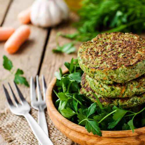 Mung bean pancakes with rocket