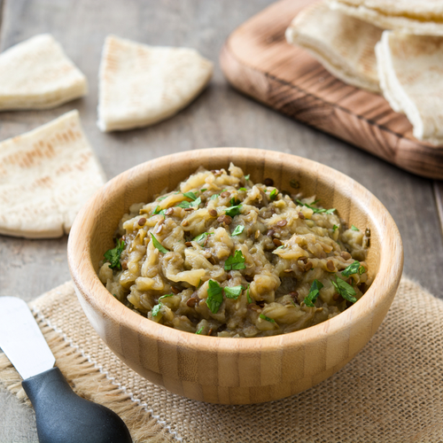 Baba ganoush aubergine (or courgette alternative)