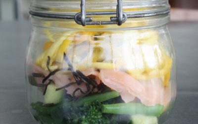 Arame Salmon and Broccoli Salad with Courgetti Noodles