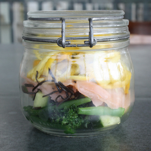 Arame Salmon and Broccoli Salad with Courgetti Noodles