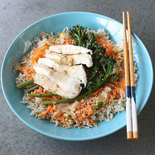 Brown Rice, Chicken and Pickled Ginger Salad