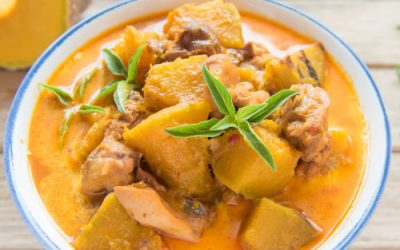 Pumpkin and chicken curry with cashews