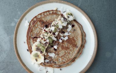 Buckwheat, banana and coconut pancakes