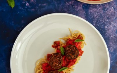 Cavalo nero and mushroom meat-free balls with a rich tomato sauce