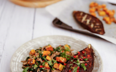 Miso aubergine with soba noodles